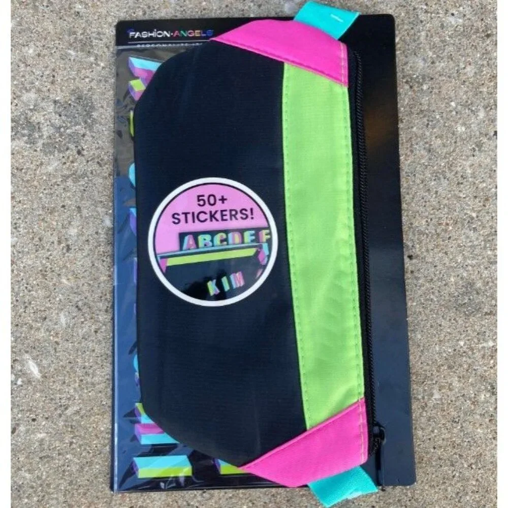 Fashion Angels Nylon Fanny Pack Elastic Pencil Pouch Black/Neon
